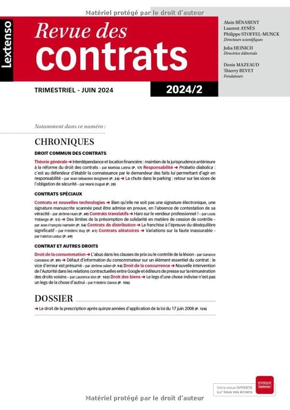 Revue des contrats N°2-2024