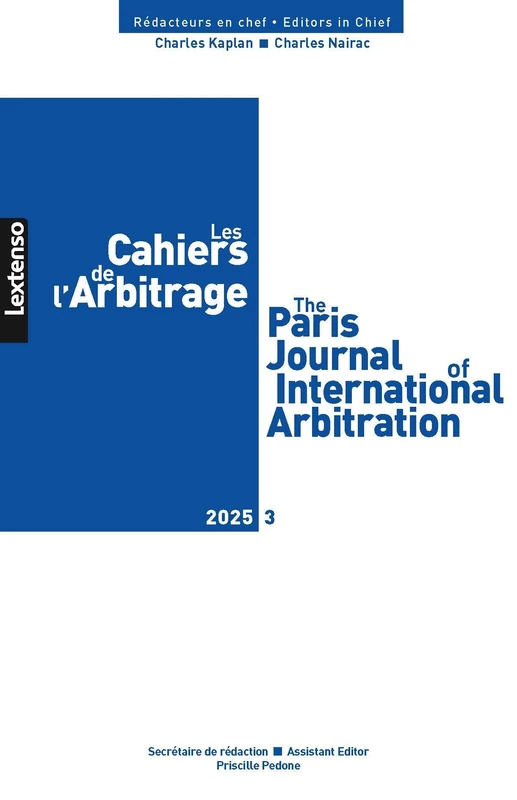Cahiers de l'Arbitrage 03/2025: 3