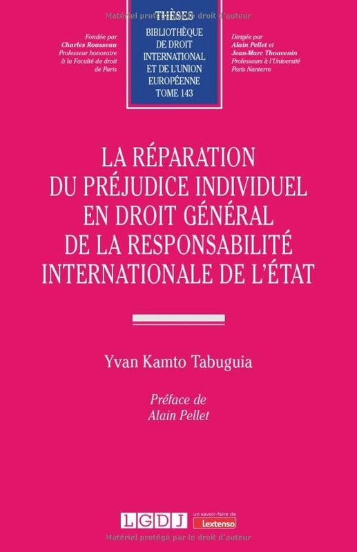 La réparation du préjudice individuel en droit général de la responsabilité internationale de l'État (143)