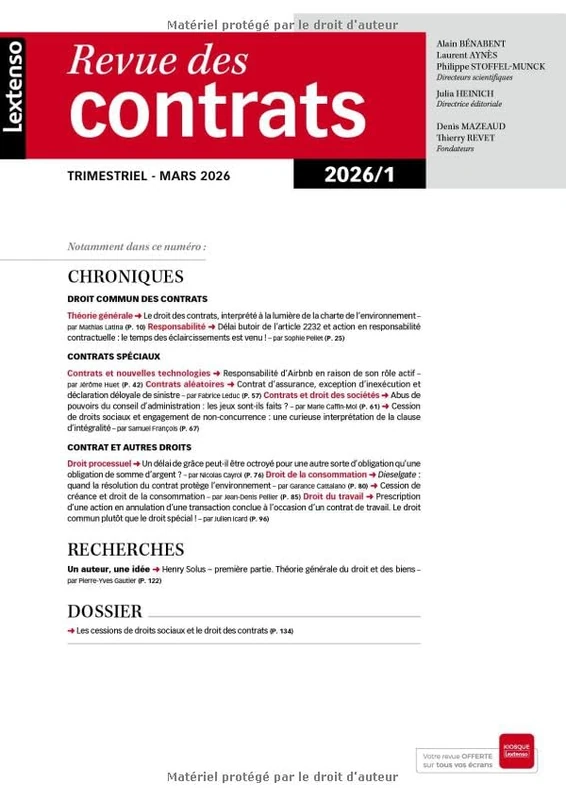 Revue des Contrats 01/2026