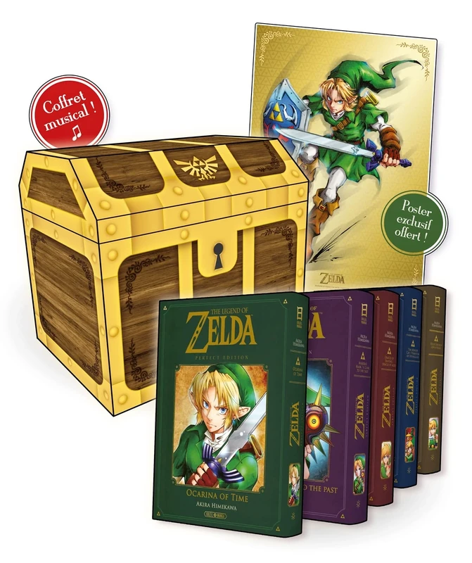 Zelda Manga Coffret: Coffret musical en 5 volumes : Ocarina of Time ; Oracle of Seaons/Oracle of Ages ; Majora's Mask/A Link to the Past ; The Minish ... Four Swords Adventures. Avec 1 poster offert