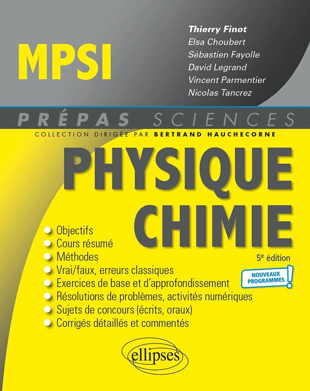 Physique-Chimie MPSI - Programme 2021: Nouveaux programmes