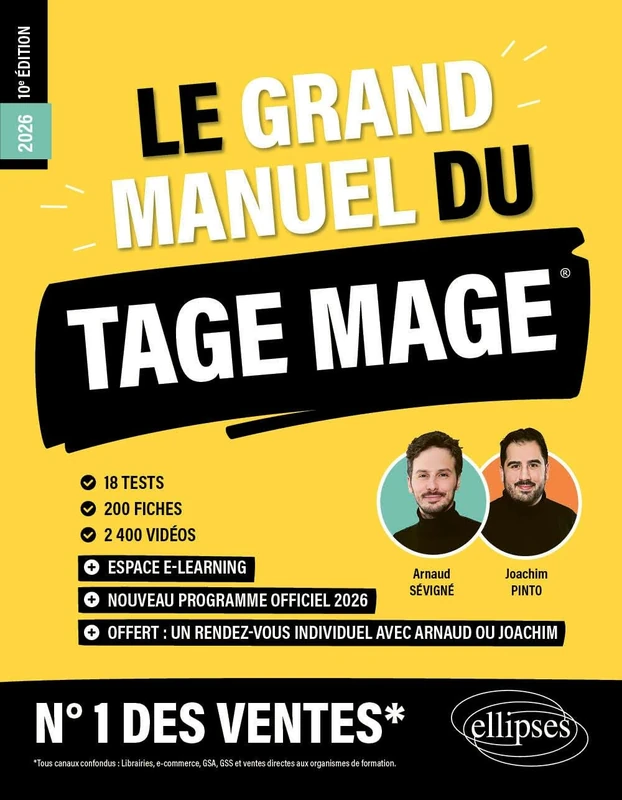 Le Grand Manuel du TAGE MAGE – N°1 DES VENTES: 18 tests blancs + 200 fiches de cours + 2000 vidéo (2026) - Image 1