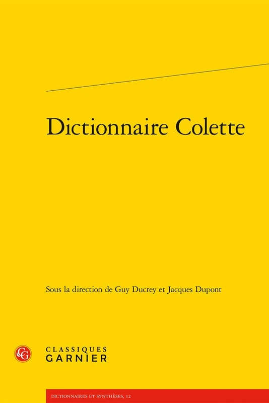 Dictionnaire Colette: 12 (Dictionnaires Et Syntheses)