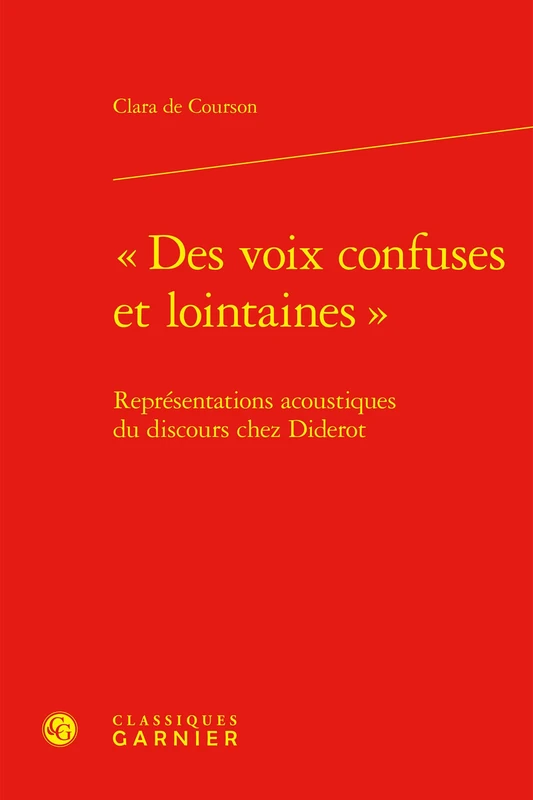 Des Voix Confuses Et Lointaines: Representations Acoustiques Du Discours Chez Diderot