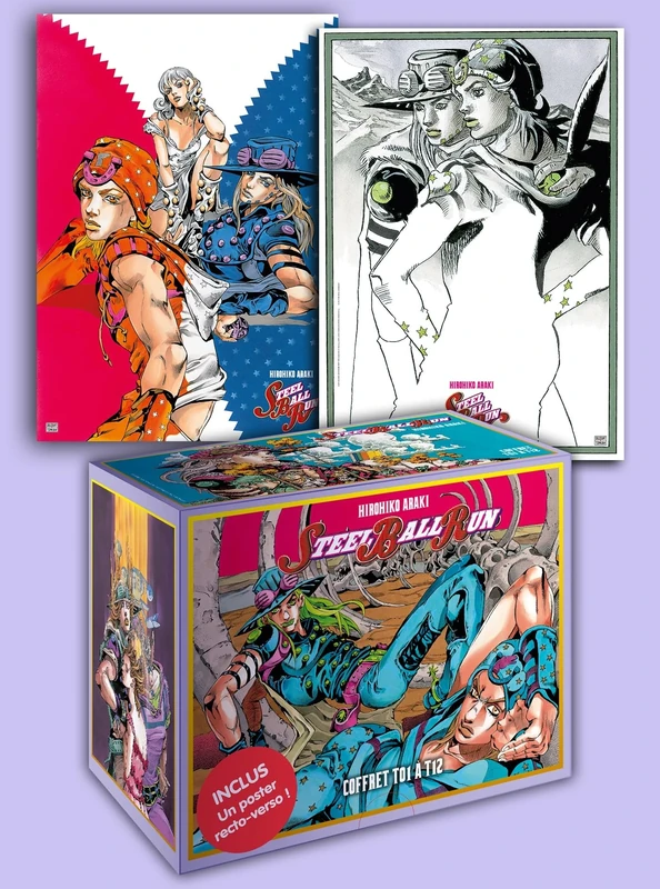 Jojo's - Steel Ball Run - Coffret T01 à T12: Inclus un poster recto-verso