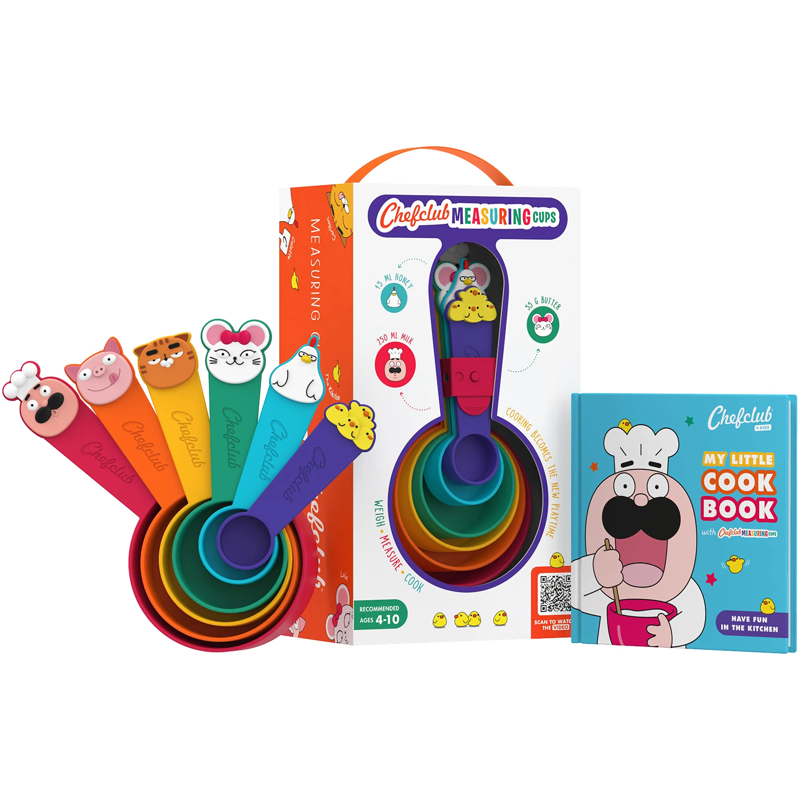 Chefclub Kids - Children Measuring Cups - Kitchen Utensils for Children - Easy Measurement Instruments for Cooking