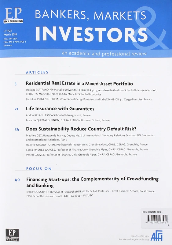 RESIDENTIAL REAL ESTATE IN A MIXED-ASSET PORTFOLIO-BMI 150: BANKERS, MARKETS INVESTORS N°150-MARCH 2018