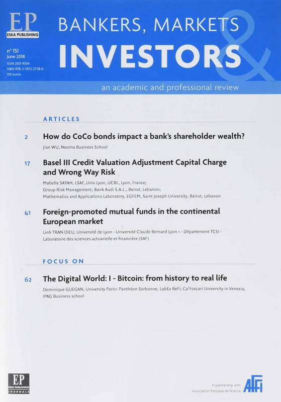 BASEL III CREDIT VALUATION ADJUSTMENT CAPITAL CHARGE et WRONG WAY RISK-BMI 151: BANKERS, MARKETS INVESTORS N°151-JUNE 2018