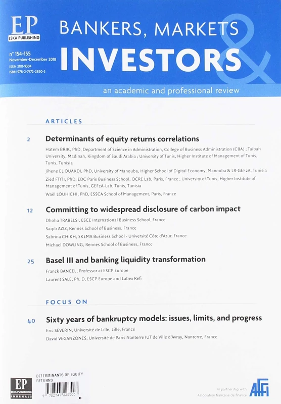 DETERMINANTS OF EQUITY RETURNS CORRELATIONS - BMI 154-155: BANKERS, MARKETS INVESTORS N°153-154-NOVEMBER-DECEMBER 2018 - Image 1