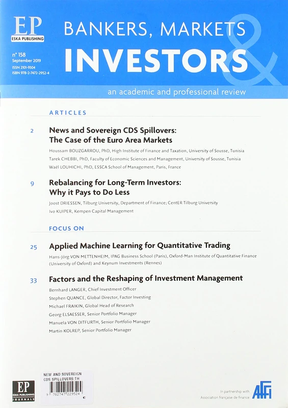 NEW AND SOVEREIGN CDS SPILLOVERS:THE CASE OF THE EURO AREA MARKETS-BMI 158-2019: BANKERS, MARKETS INVESTORS N°158-SEPTEMBER 2019