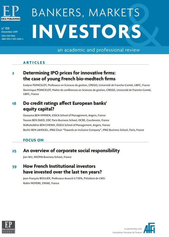 DETERMINING IPO PRICE FOR INNOVATIVE FIRMS:THE CASE OF YOUNG FRENCH-BMI 159-2019: BANKERS, MARKETS INVESTORS N°159-DECEMBER 2019