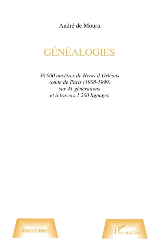 GÉNÉALOGIES: 30000 ancêtres de Henri d'Orléans comte de Paris (1908-1999) sur 41 générations et à travers 1200 lignages