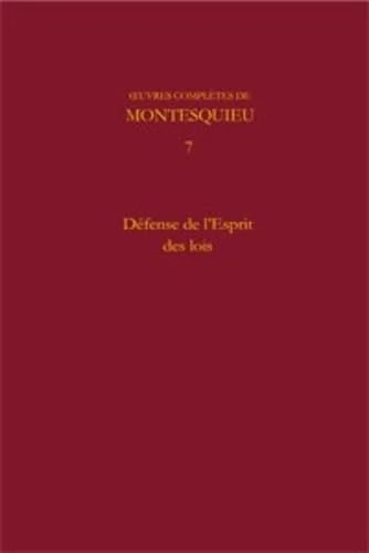 Defense de l'Esprit Des Lois: 7 (Bibliotheque Du Xviiie Siecle)