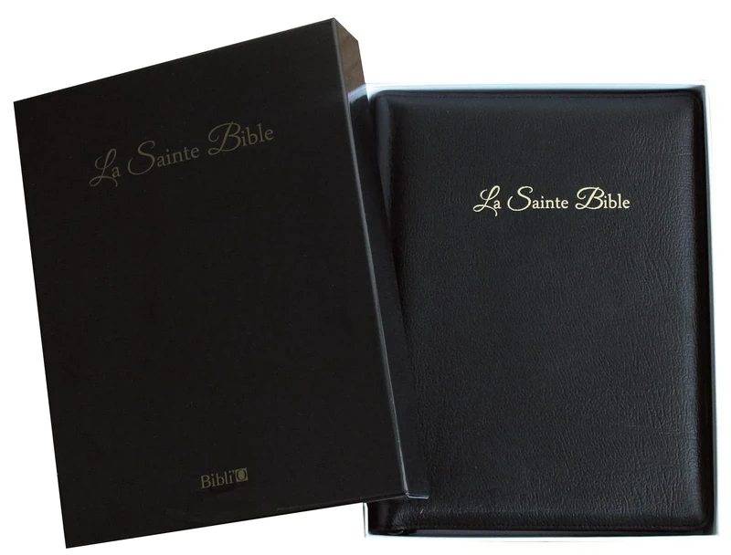 La Sainte Bible Segond 1910 - Noir, cuir, tranches or, onglets, glissière, souple, coffret rigide: Format standard, noire