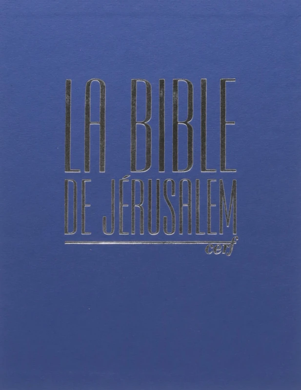Bible Jérusalem: Format major, reliure souple en cuir bleu, coffret rigide, tranches argent
