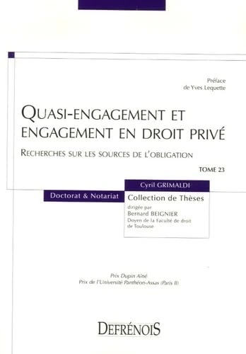 QUASI-ENGAGEMENT ET ENGAGEMENT EN DROIT PRIVÉ. RECHERCHE SUR LES SOURCES DE L'OB (23): Recherches sur les sources de l'obligation - Image 1