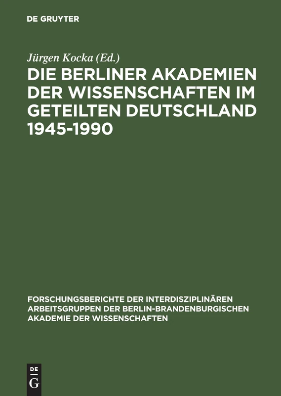 Die Berliner Akademien der Wissenschaften im geteilten Deutschland 1945-1990: 9 (Forschungsberichte der Interdisziplinären Arbeitsgruppen der)