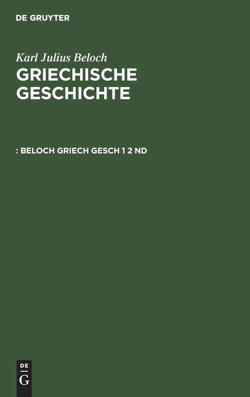 Beloch Griech Gesch 1 2 ND