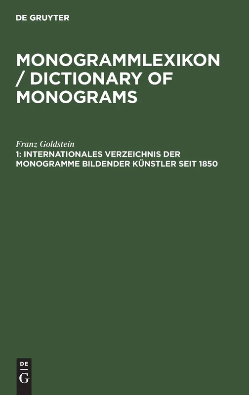 De Gruyter Internationales Verzeichnis Der Monogramme