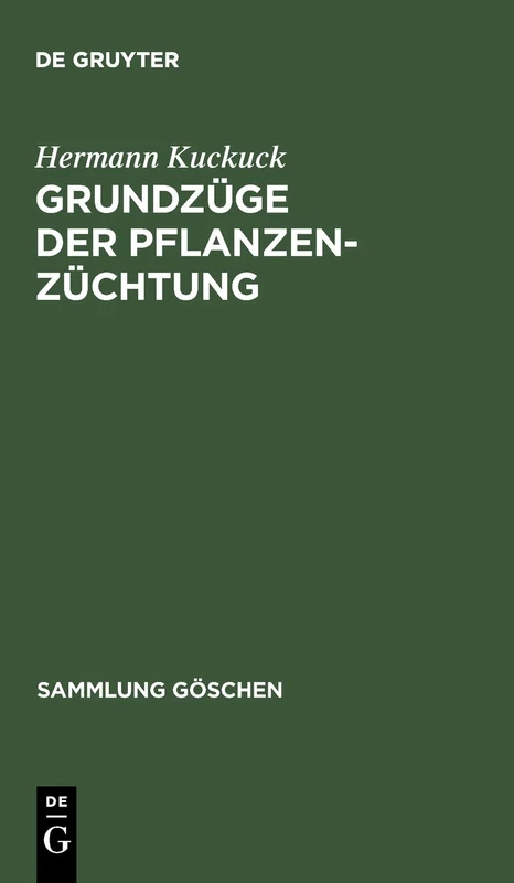 Grundzüge Der Pflanzenzüchtung: 7134 (Sammlung Göschen) - Image 1