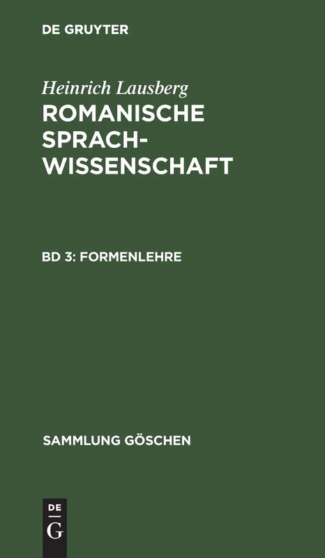 Formenlehre: 7199 (Sammlung Göschen)