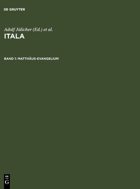 De Gruyter Matthaeus-Evangelium: 1 - Bible Studies Book