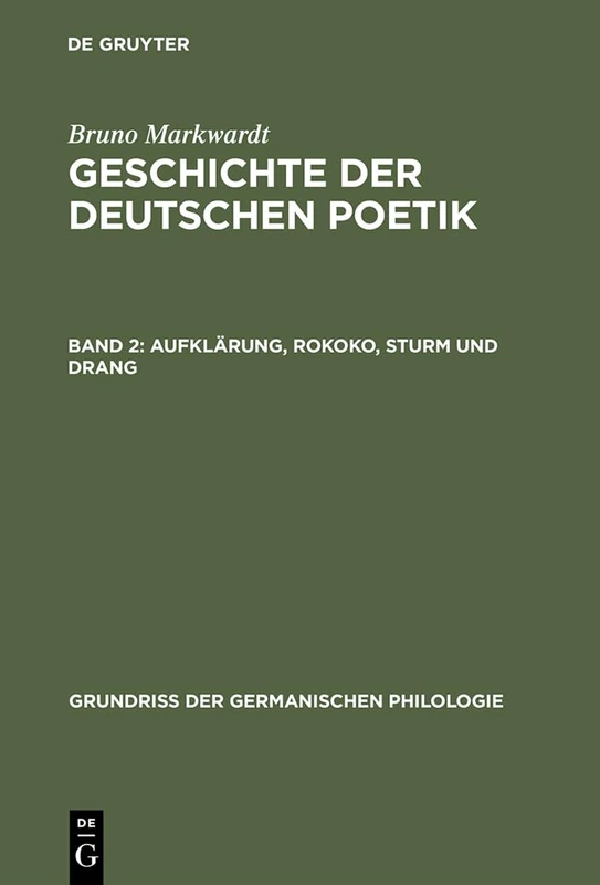 De Gruyter Geschichte der deutschen Poetik, Band 2 - Philologie