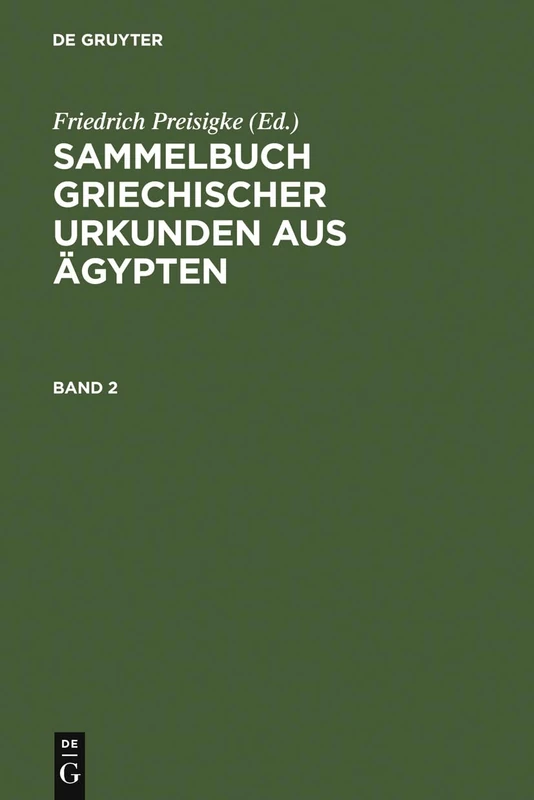 De Gruyter Sammelbuch griechischer Urkunden aus Aegypten Band 2