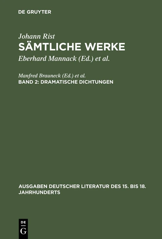 De Gruyter - Saemtliche Werke, Band 2: Dramatische Dichtungen