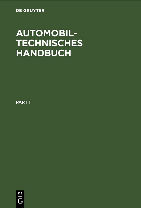 De Gruyter Automobiltechnisches Handbuch - Erganzungsband