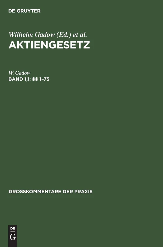 §§ 1-75: 1,1 (Großkommentare Der Praxis)