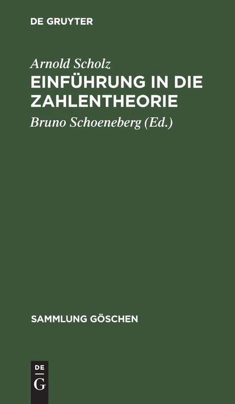 Einführung in die Zahlentheorie: 5131 (Sammlung Göschen)