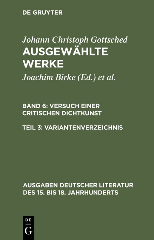 Variantenverzeichnis: 45 (Ausgaben Deutscher Literatur Des 15. Bis 18. Jahrhunderts)