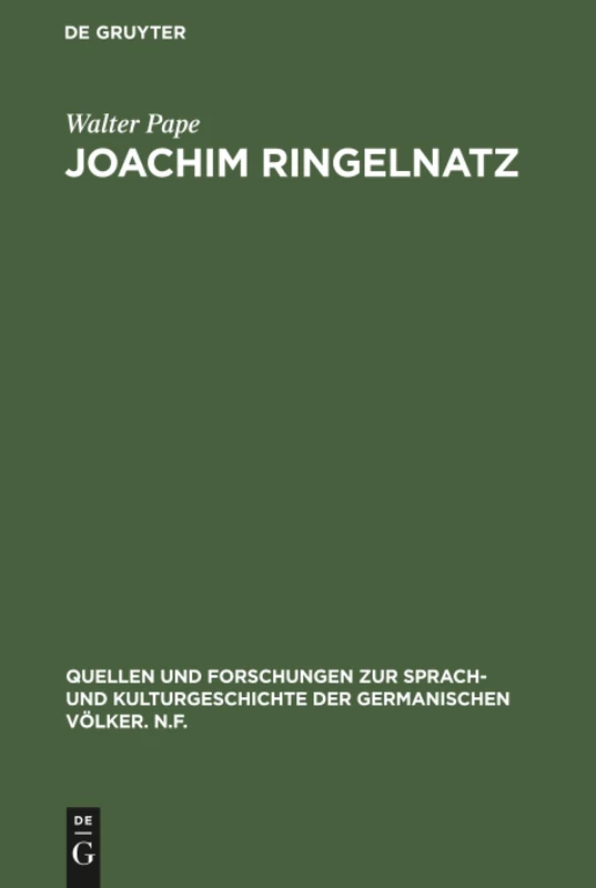 Joachim Ringelnatz: Parodie Und Selbstparodie in Leben Und Werk. Mit Einer Joachim-ringelnatz-bibliographie Und Einem Verzeichnis Seiner Briefe: 62 ... Zur Sprach- Und Kulturgeschichte der) - Image 1