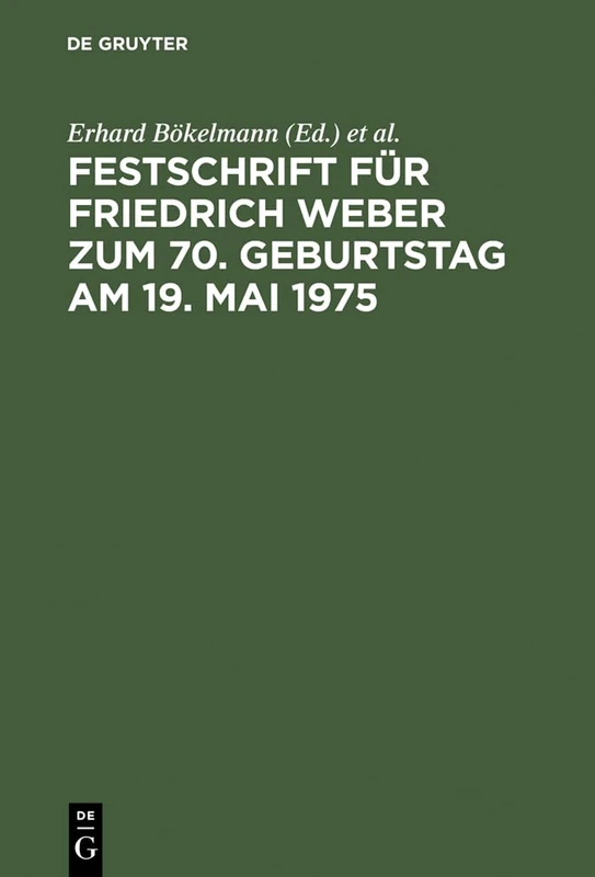 Festschrift für Friedrich Weber zum 70. Geburtstag am 19. Mai 1975 - Image 1