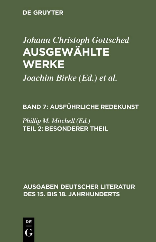 Ausführliche Redekunst. Besonderer Theil: 54 (Ausgaben Deutscher Literatur Des 15. Bis 18. Jahrhunderts) - Image 1