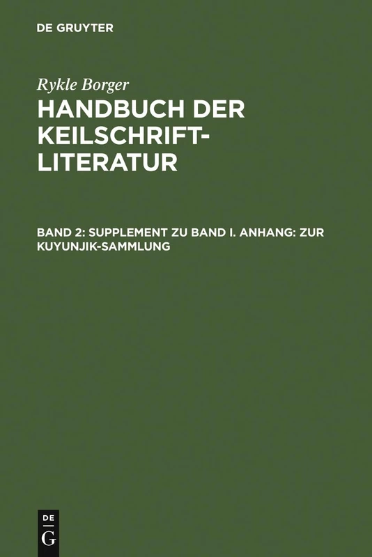 De Gruyter - Supplement zu Band I. Anhang: Kuyunjik-Sammlung