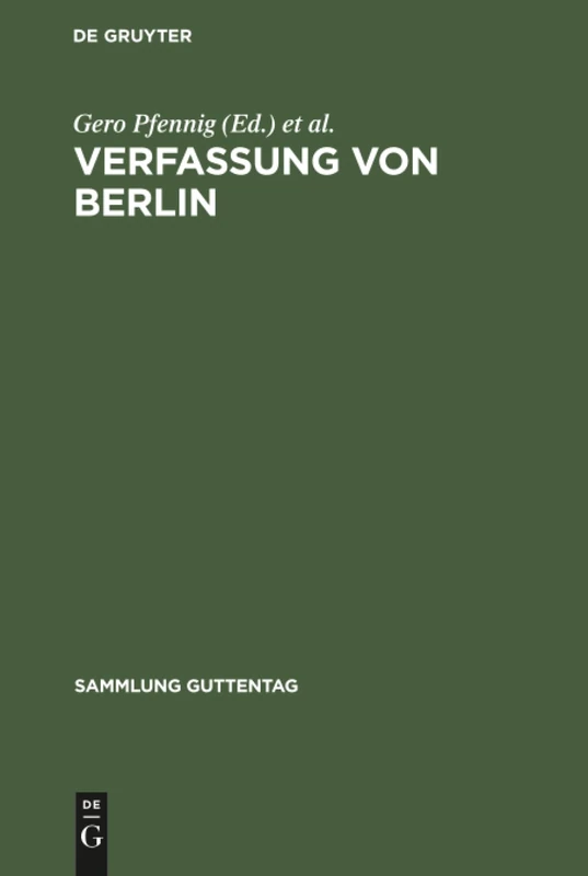 Verfassung von Berlin: Kommentar (Sammlung Guttentag)