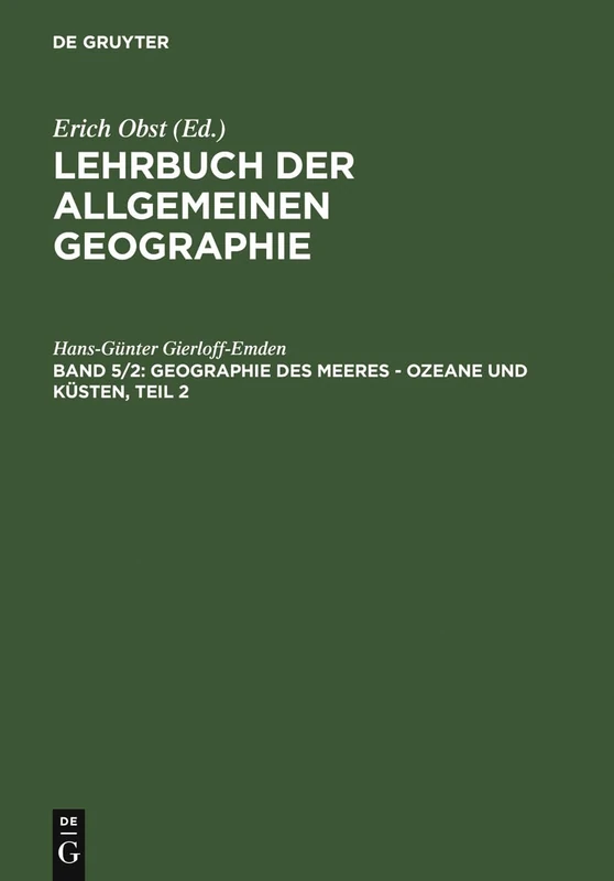 De Gruyter Geographie Des Meeres - Ozeane Und Kusten, Teil 2: 5