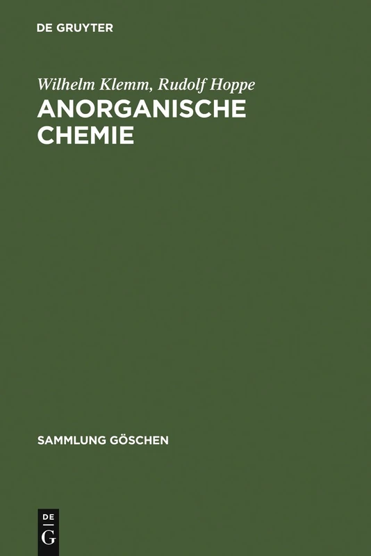 Anorganische Chemie: 2623 (Sammlung Göschen)