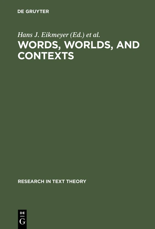 De Gruyter Words, Worlds, and Contexts: Word Semantics Vol 6