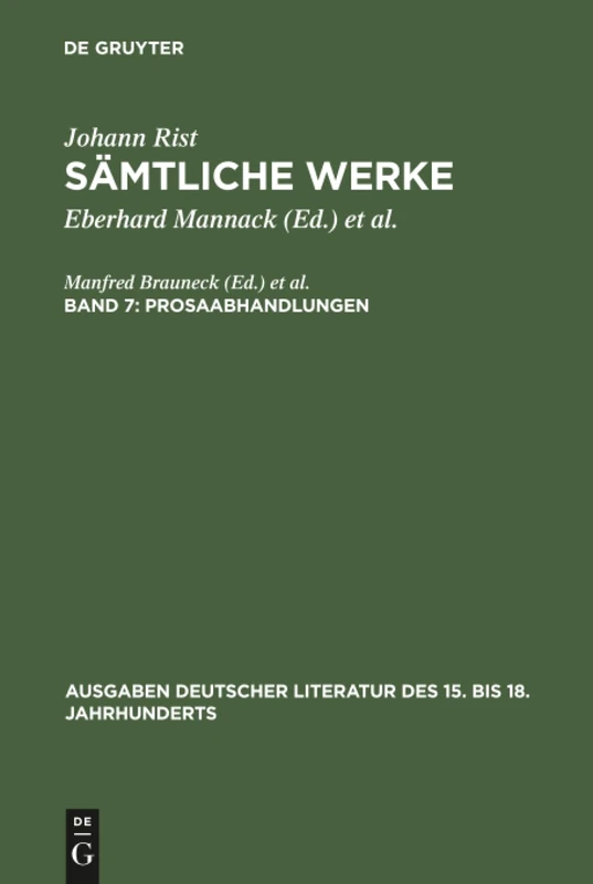 De Gruyter - Saemtliche Werke, Band 7, Prosaabhandlungen