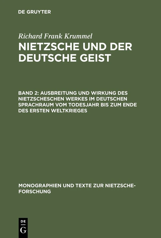 De Gruyter - Nietzsche's Work in German Speaking Areas