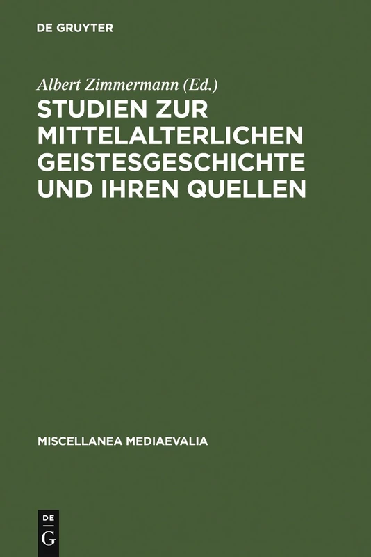 De Gruyter Studien Zur Mittelalterlichen Geistesgeschichte 15