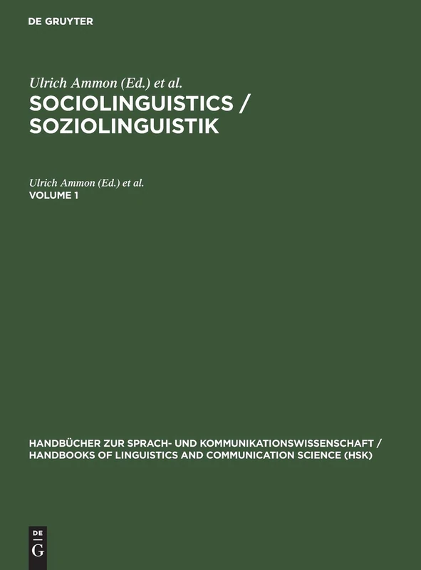 De Gruyter Mouton Sociolinguistics Volume 1 Handbook