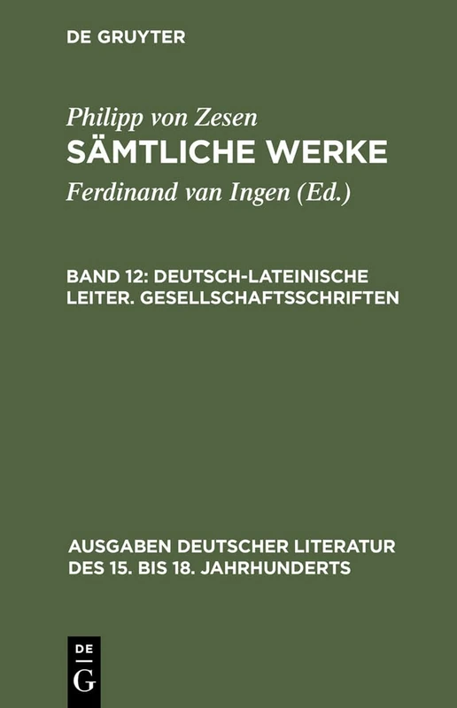 Deutsch-lateinische Leiter. Gesellschaftsschriften: 114 (Ausgaben Deutscher Literatur Des 15. Bis 18. Jahrhunderts) - Image 1