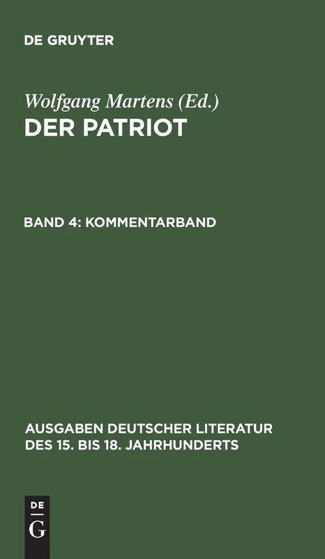 De Gruyter Kommentarband 109 - German Literature 15th-18th C.