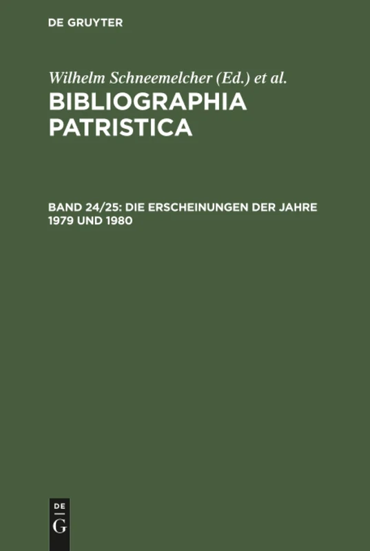 De Gruyter Die Erscheinungen der Jahre 1979 und 1980 Book