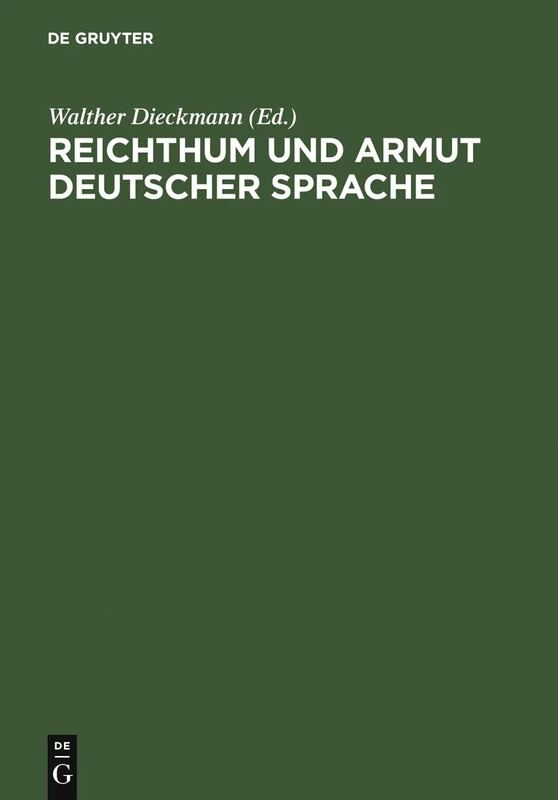 Reichthum Und Armut Deutscher Sprache: Reflexionen Über Den Zustand Der Deutschen Sprache Im 19. Jahrhundert - Image 1